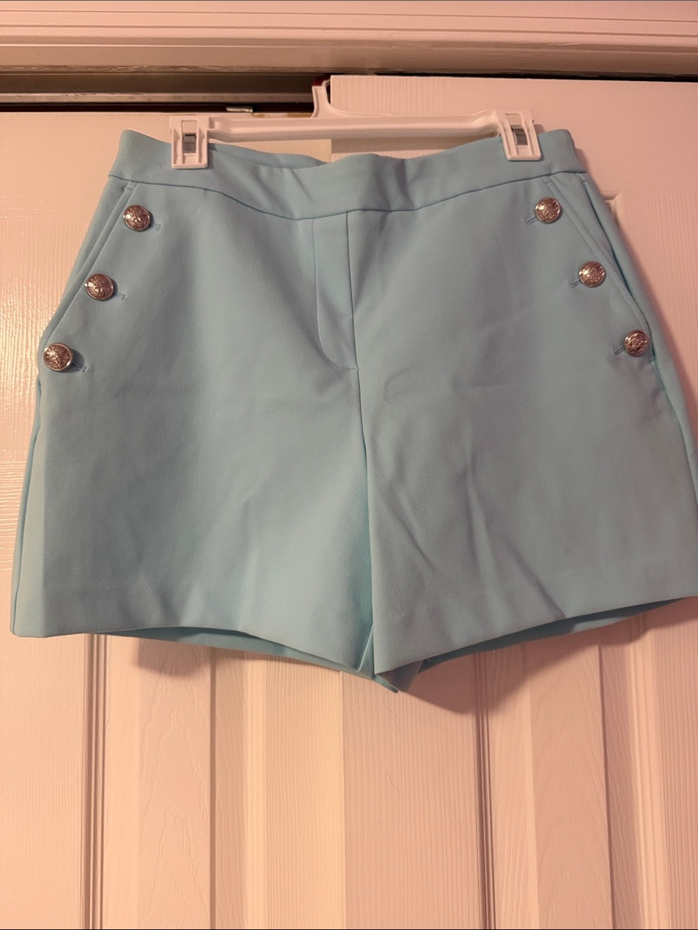 Rachel Zoe Sky Blue High-Waist Sailor Button Shorts